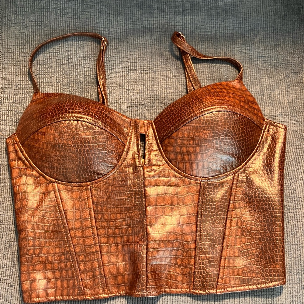 Say What? Brown and Tan Top
